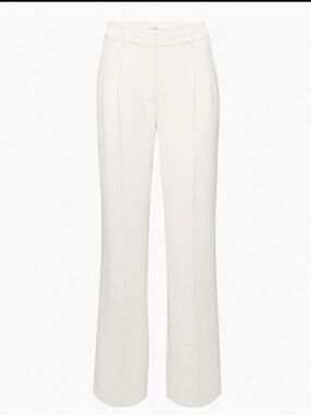 Aritzia Wilfred Women's Off White Tailored Crepe Wide-Leg Trousers